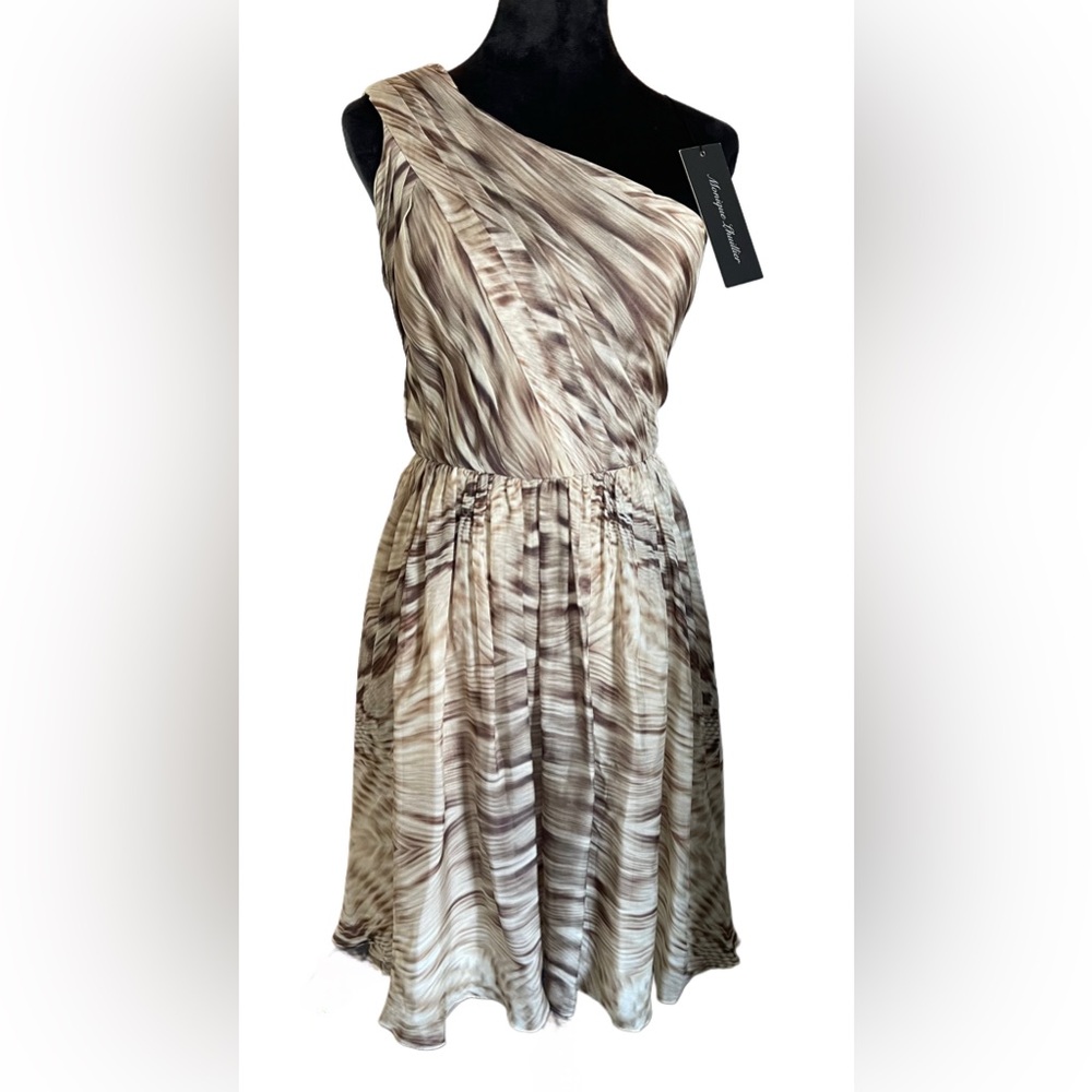 Monique Lhuillier Silk One Shoulder Printed Dress Size 6